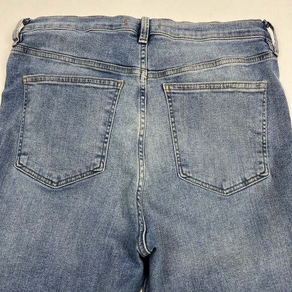 Free People Cropped Frayed Hem High Rise Medium Wash Stretch Jeans Size 31 R - Picture 5 of 9